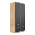 Celle Wardrobe - 91cm - 2 Door - Sonoma Oak & Metallic Dark Grey - 4 Drawer & Extras
