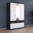 Celle Super Wardrobe - 136cm - 3 Door - Combi - Metallic Dark Grey & Alpine White