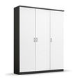 Celle Super Wardrobe - 136cm - 3 Door - Metallic Dark Grey & Alpine White