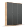 Celle Super Wardrobe - 136cm - 3 Door - Sonoma Oak & Metallic Dark Grey