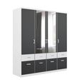 Celle Super Wardrobe - 181cm - 4 Door - Combi - Alpine White & Metallic Dark Grey