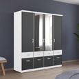 Celle Super Wardrobe - 181cm - 4 Door - Combi - Alpine White & Metallic Dark Grey
