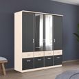 Celle Super Wardrobe - 181cm - 4 Door - Combi - Champagne & Metallic Dark Grey