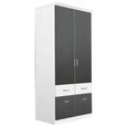 Celle Super Wardrobe - 91cm - 2 Door - 4 Drawer & Extras - Alpine White & Metallic Dark Grey