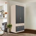 Celle Super Wardrobe - 91cm - 2 Door - 4 Drawer & Extras - Champagne & Metallic Dark Grey