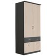 Celle Super Wardrobe - 91cm - 2 Door - 4 Drawer & Extras - Metallic Dark Grey & Champagne
