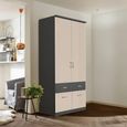Celle Super Wardrobe - 91cm - 2 Door - 4 Drawer & Extras - Metallic Dark Grey & Champagne