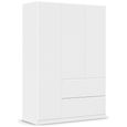 Costa Wardrobe - 136cm - 3 Door - Wardrobe - 2 Drawers - Alpine White