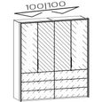 Erimo Wardrobe - 204cm - 4 Door - with Drawer - Combi - Graphite & Silk Grey Glass