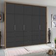 Erimo Wardrobe - 254cm - 5 Door - 9 Drawer - Artisan Oak & Basalt Glass