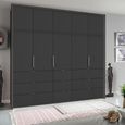 Erimo Wardrobe - 254cm - 5 Door - 9 Drawer - Graphite & Basalt Glass