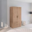 Evelyn Wardrobe - 101cm - 2 Door - H 197cm - with Drawer - Sonoma Oak