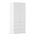Evelyn Wardrobe - 101cm - 2 Door - H 223cm - with Drawer - Alpine White