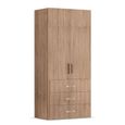 Evelyn Wardrobe - 101cm - 2 Door - H 223cm - with Drawer - Sonoma Oak