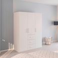 Evelyn Wardrobe - 151cm - 3 Door - H 197cm - with Drawer - Alpine White
