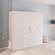 Evelyn Wardrobe - 201cm - 4 Door - H 197cm - with Drawer - Alpine White
