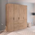 Evelyn Wardrobe - 201cm - 4 Door - H 223cm - with Drawer - Sonoma Oak