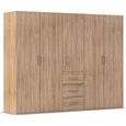 Evelyn Wardrobe - 251cm - 5 Door - H 197cm - with Drawer - Sonoma Oak