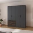 Koda Wardrobe - 181cm - 4 Door - RHF Drawers - Metallic Dark Grey