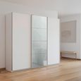 Kulmbach Sliding Wardrobe - 203cm - 3 Door - Alpine White & Silk Grey Glass Front