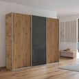 Kulmbach Sliding Wardrobe - 203cm - 3 Door - Artisan Oak & Basalt Glass Front