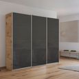 Kulmbach Sliding Wardrobe - 203cm - 3 Door - Artisan Oak & Basalt Glass