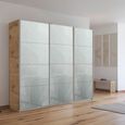 Kulmbach Sliding Wardrobe - 203cm - 3 Door - Artisan Oak & Silk Grey Glass