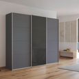 Kulmbach Sliding Wardrobe - 203cm - 3 Door - Metallic Dark Grey & Basalt Glass Front