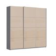 Kulmbach Sliding Wardrobe - 203cm - 3 Door - Metallic Dark Grey & Champagne Glass
