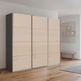 Kulmbach Sliding Wardrobe - 203cm - 3 Door - Metallic Dark Grey & Champagne Glass