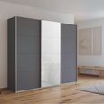 Kulmbach Sliding Wardrobe - 203cm - 3 Door - Metallic Dark Grey & White Glass Front