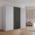 Kulmbach Sliding Wardrobe - 203cm - 3 Door - Silk Grey & Basalt Glass Front