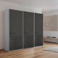 Kulmbach Sliding Wardrobe - 203cm - 3 Door - Silk Grey & Basalt Glass