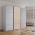 Kulmbach Sliding Wardrobe - 203cm - 3 Door - Silk Grey & Champagne Glass Front