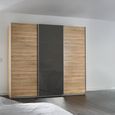 Kulmbach Sliding Wardrobe - 203cm - 3 Door - Sonoma Oak & Basalt Glass Front