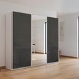 Kulmbach Sliding Mirror Wardrobe - 203cm - 3 Door - Alpine White & Basalt Glass