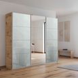 Kulmbach Sliding Mirror Wardrobe - 203cm - 3 Door - Artisan Oak & Silk Grey Glass