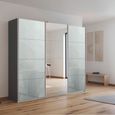 Kulmbach Sliding Mirror Wardrobe - 203cm - 3 Door - Metallic Dark Grey & Silk Grey Glass