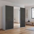 Kulmbach Sliding Mirror Wardrobe - 203cm - 3 Door - Silk Grey & Basalt Glass