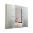 Kulmbach Sliding Mirror Wardrobe - 203cm - 3 Door - Sonoma Oak & Silk Grey Glass