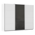 Kulmbach Sliding Wardrobe - 271cm - 3 Door - Alpine White & Basalt Glass Front