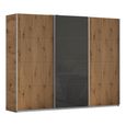 Kulmbach Sliding Wardrobe - 271cm - 3 Door - Artisan Oak & Basalt Glass Front