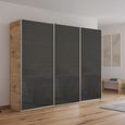 Kulmbach Sliding Wardrobe - 271cm - 3 Door - Artisan Oak & Basalt Glass