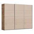Kulmbach Sliding Wardrobe - 271cm - 3 Door - Artisan Oak & Champagne Glass