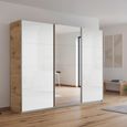 Kulmbach Sliding Mirror Wardrobe - 271cm - 3 Door - Artisan Oak & White High Gloss