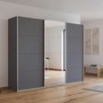 Kulmbach Sliding Mirror Wardrobe - 271cm - 3 Door - Metallic Dark Grey