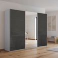 Kulmbach Sliding Mirror Wardrobe - 271cm - 3 Door - Silk Grey & Basalt Glass