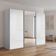Kulmbach Sliding Mirror Wardrobe - 271cm - 3 Door - Silk Grey & White High Gloss
