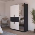 Maika Wardrobe - 136cm - 5 Door - Combi - H197cm - Metallic Dark Grey & Alpine White