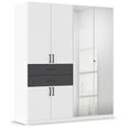 Maika Wardrobe - 181cm - 6 Door - Combi - H210cm - Alpine White & Metallic Dark Grey